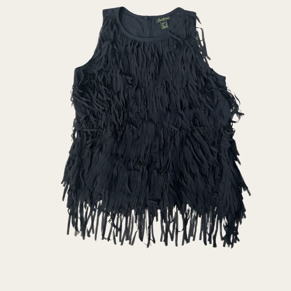 Chic Western Black Fringe Blouse